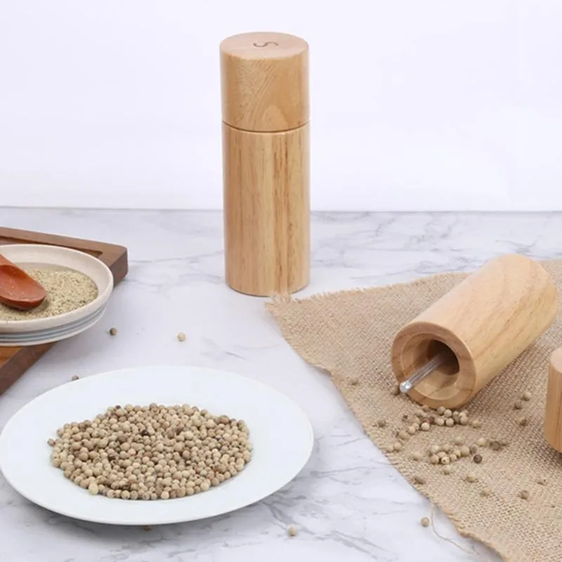 Wooden Salt and Pepper Grinder Set, Manual, 6