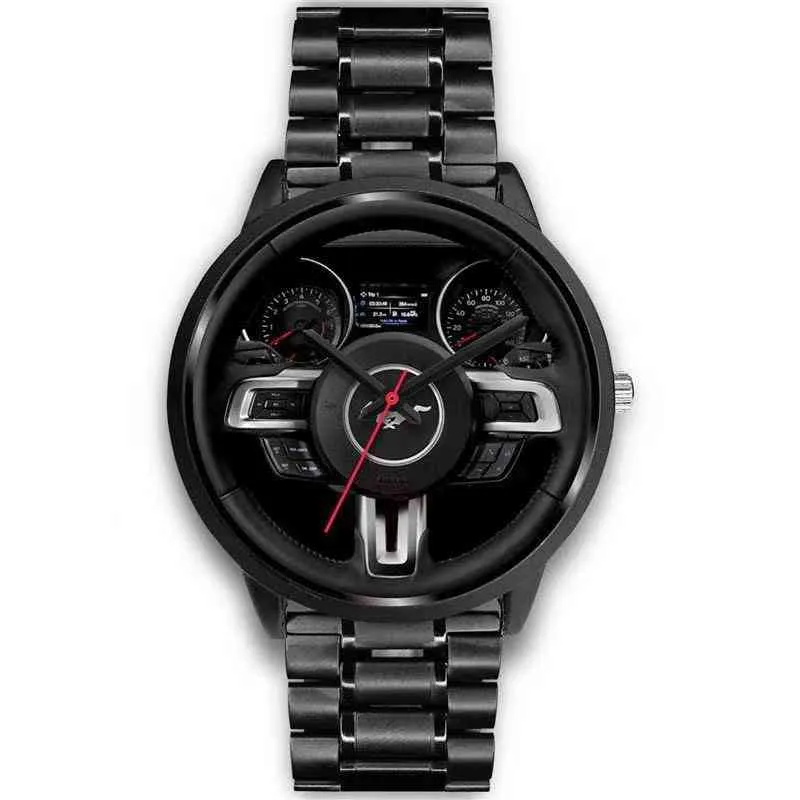 2022 Nieuwe Luxe Mannen Metalen Custom Auto Stuurwiel Snelheidsmeter Stainls Stalen Band Auto Wiel Quartz Watch223v