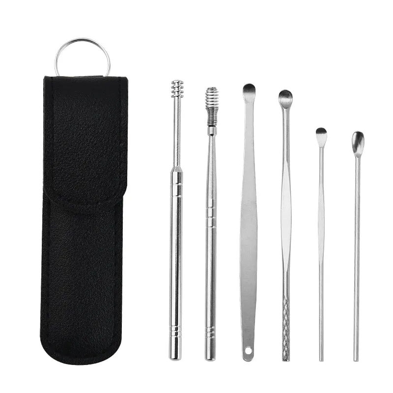 6 pezzi detergente le orecchie cera le orecchie ridotto auricolare cereve curette kit detergente cure cure utensili la pulizia 8430625