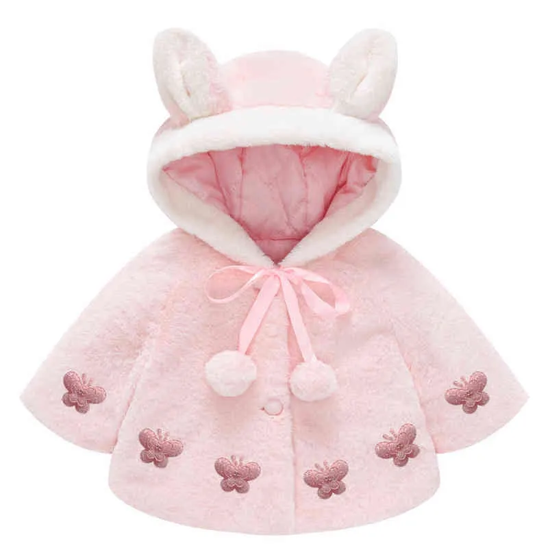 Baby Girls Coat Jacket Childrens Wool Sweater Jacket Bunny Ear Shawl Hooded Clothes Printed Outfit Tops Kids 1-4 years J220718