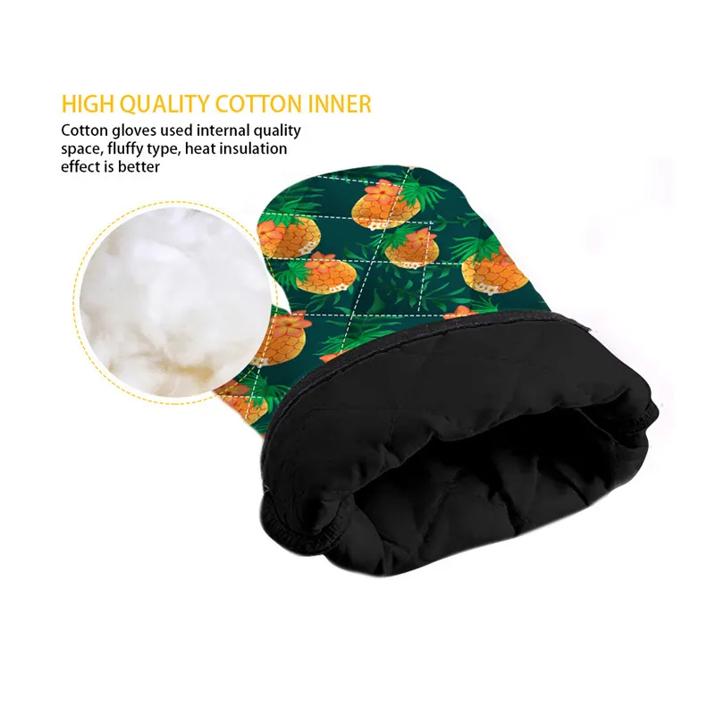 Aangepaste polyester ovenwanten bedrukt met Halloween -stijl pompoen en vleermuispatroon Hoge temperatuur thermische handschoen voor het bakken van 220707