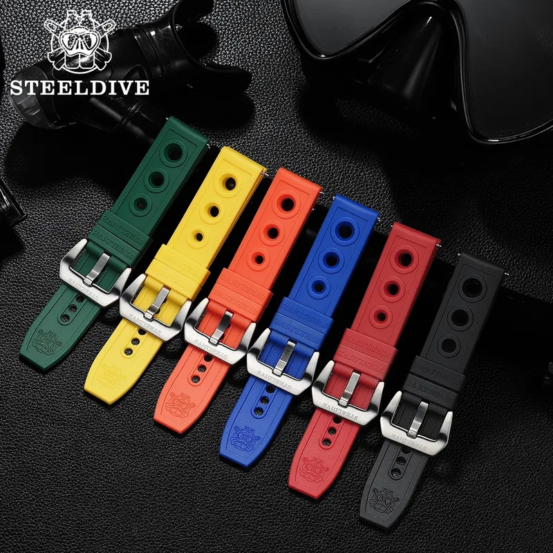 STEELDIVE bracelet mécanique automatique 20mm bracelets de montre de remplacement Bracelets plongée es gaufre 20/22mm 220507