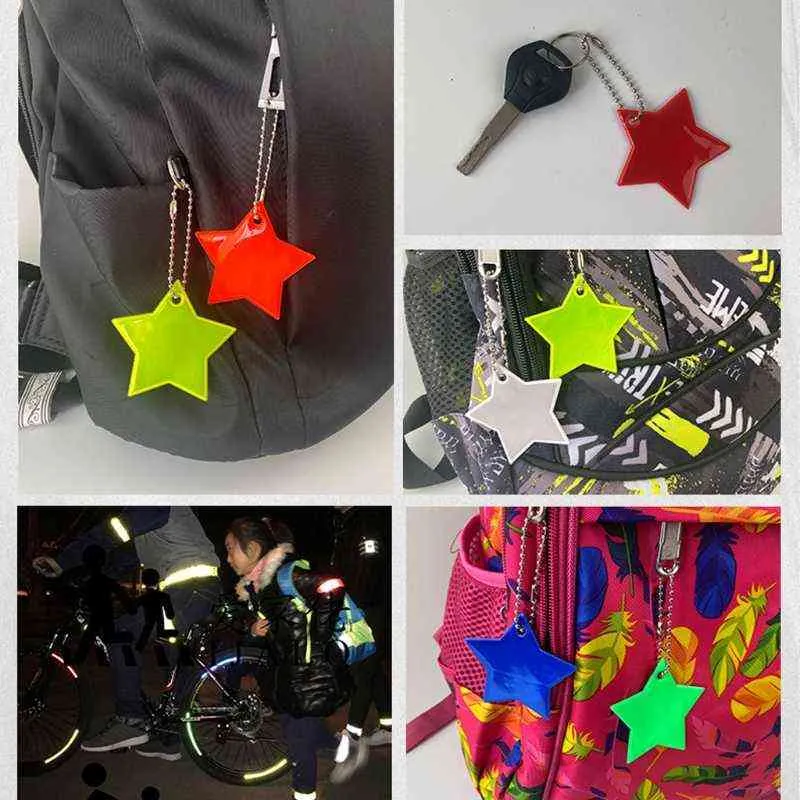 Child Safety Reflectors Keyrings Stylish Reflective Stars Gear Backpacks Strollers Jackets Safe Reflector Keychain AA220318