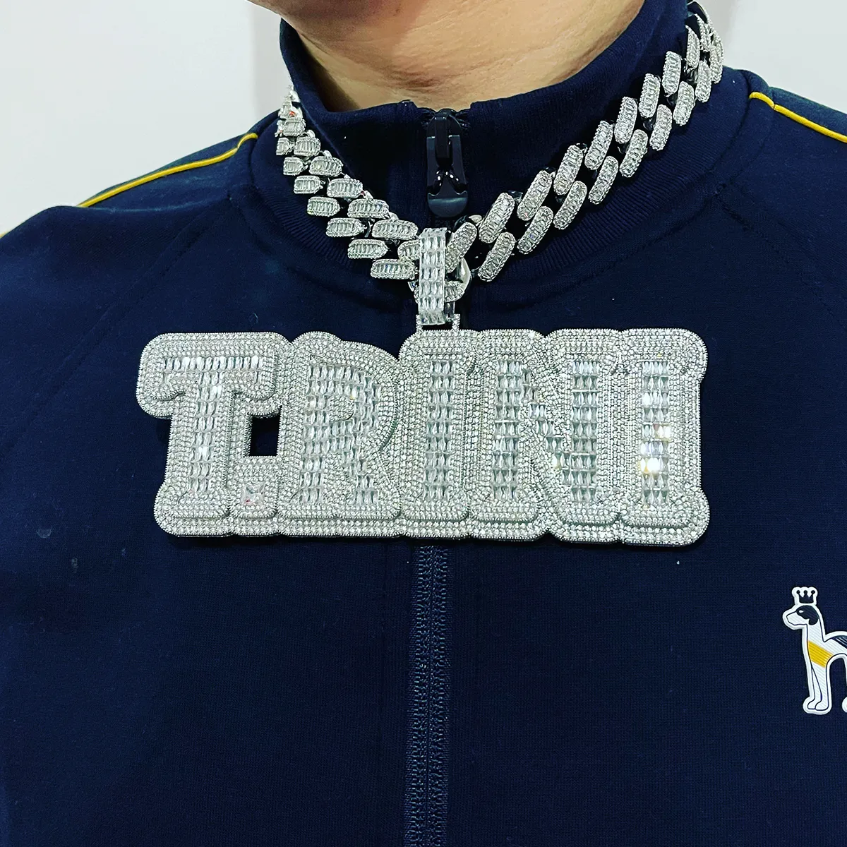Iced Out Custom Name Baguette Zircon Letters Pendant Big Size Gold Silver Color Nacklace for Men Hip Hop Jewelry301p