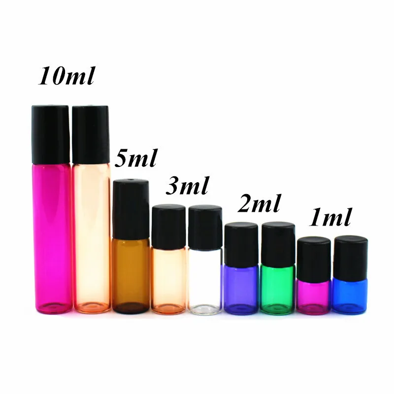 1ml 2ml 3ml 5ml 10ml Thin Glass Roll on Bottle Sample Test Roller Essential Oil Vials with Stainless Steel/Glass Ball 220726