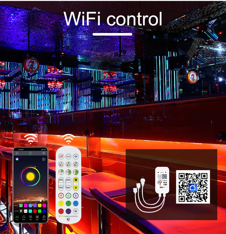 Tuya Smart LED Lights RGB مرنة Neon Strip 12V Dimmable WiFi / Bluetooth Controller / IR Remote Control for Room Decor Alexa 220504