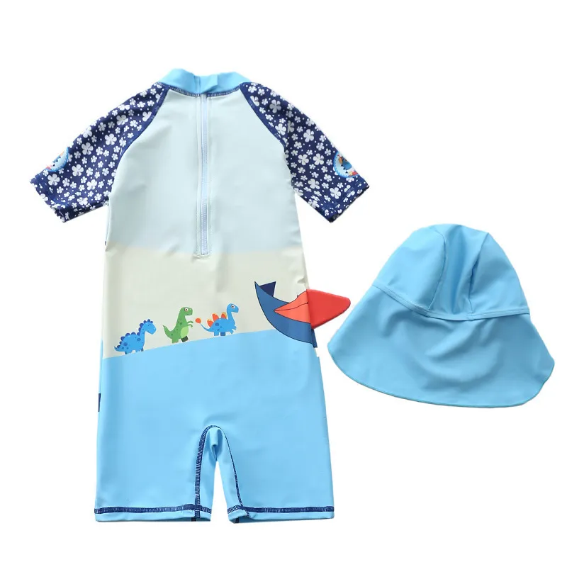 Swimsuit Kids SPF50  купальный костюм для детей мальчиков, печатный для мальчика для мальчика, купальники с шляпой бассейн Surf Beach Wear 220426