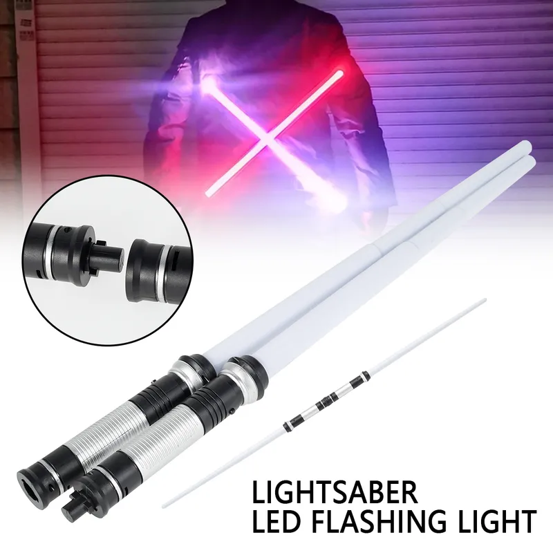 2 Stuks Laser Lightsaber 2 In 1 Intrekbare Darth Vaders Zwaard Cosplay Dubbele Licht Sabel Zwaard Speelgoed Met Geluid Jedi laser Zwaard 220808