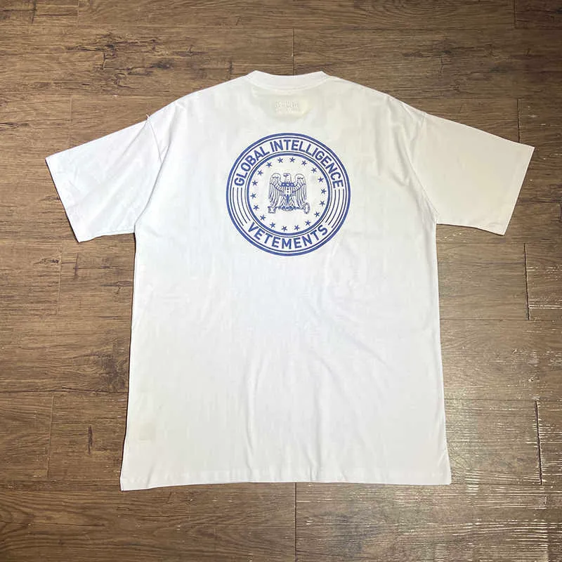 Vetements T-shirt pentagramme broderie lettre impression décontracté Couple Streetwear coton col rond VTM été nouveau noir haut blanc