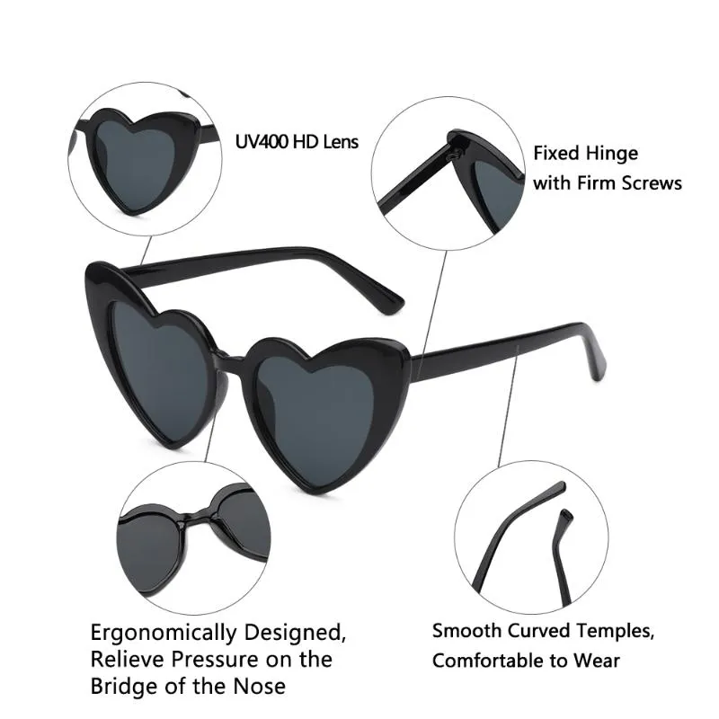 Gafas de sol en forma de corazón para mujer Fashion Love UV400 Protección EyewearSunglasses298H