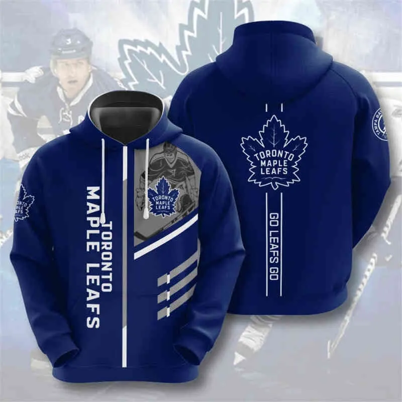 Toronto Men's Fashion 3d Hoodie Blue Maple White Bear Print Maple Leafs Cool Outdoor Sweatshirt