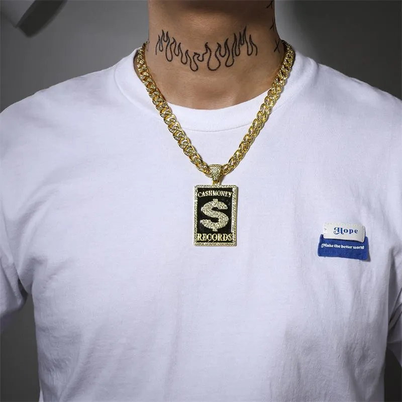 Pendant Necklaces Goth Dollar Sign Cash Money Records Iced Out Necklace Cuban Chain Hip Hop Jewlery Street Rapper Boyfriend GiftPe291k