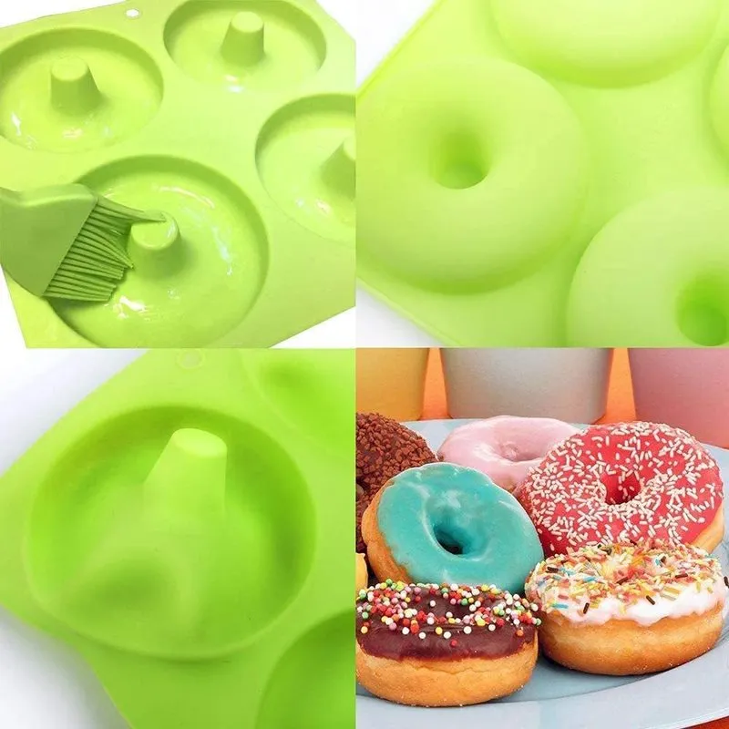 4 Holes Cake Mold 3D Silicone Doughnut Molds Non Stick Bagel Pan Pastry Chocolate Muffins Donuts Maker Kitchen Accessories Tool 220701