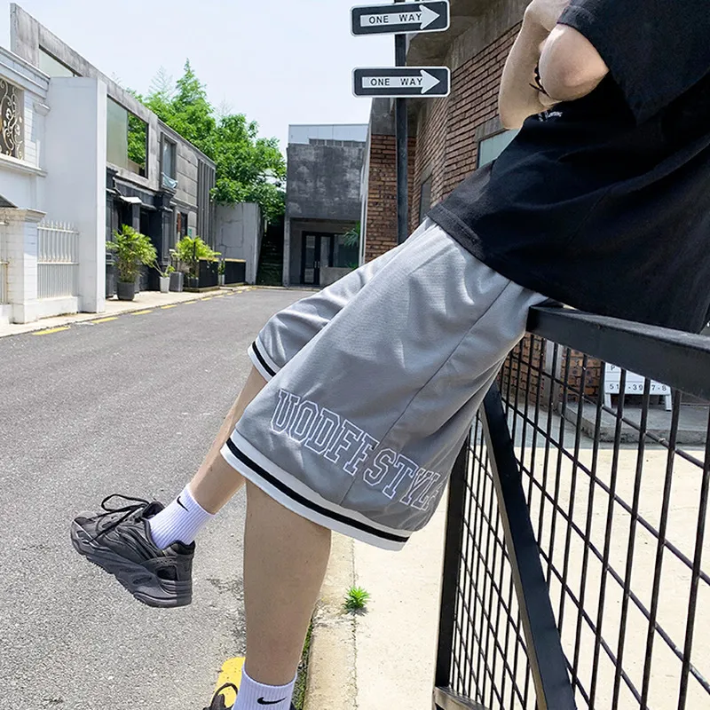 Men Casual Shorts Letter Printed Young Summer Breathable Running Drawstring Knee length Trousers Harajuku Basketball Ulzzang BF 220715