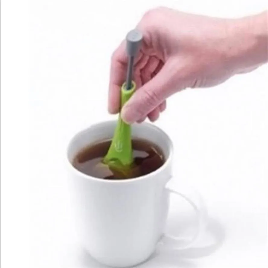 Återanvändbar bekväm te infuser kök verktyg gadget mäta kaffe te smak virvel rör om press hälsosam matplast plast