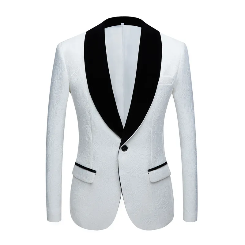 Moda vermelho rosa preto branco azul terno modelado masculino fino ajuste padrinhos smoking blazers para casamento xale colarinho terno jaqueta 220514