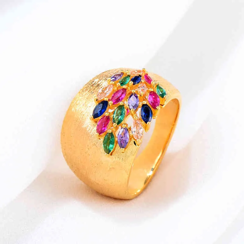 GODKI Роскошные смелые золотые кольца с перьями и камнями циркония 2022, женские ювелирные изделия для помолвки, высокое качество3915906