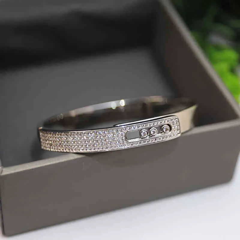 Classic MOVE Collection 925 Sterling Silver Closed Bracelet for Women Three movable stones christmas girlfriend gift