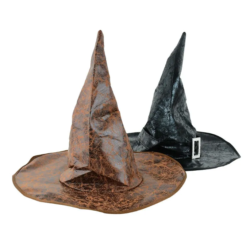 Halloween Witch Hat Wizard Wizard Cosplay Accessories Кожаная крышка для карнавальной карнавальной партии Хэллоуин.