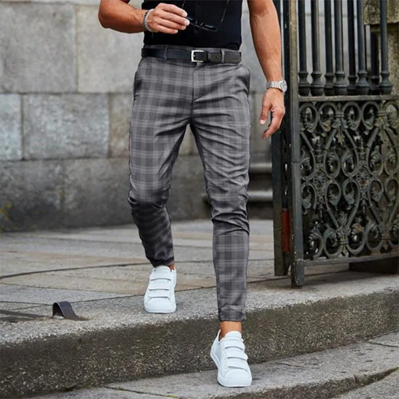 Men's Pants Pant Plaid Printed Fashionable Full Length Trouser for Leisure Time Trousers Male Casual Skinny Pencil Streetwear 220826