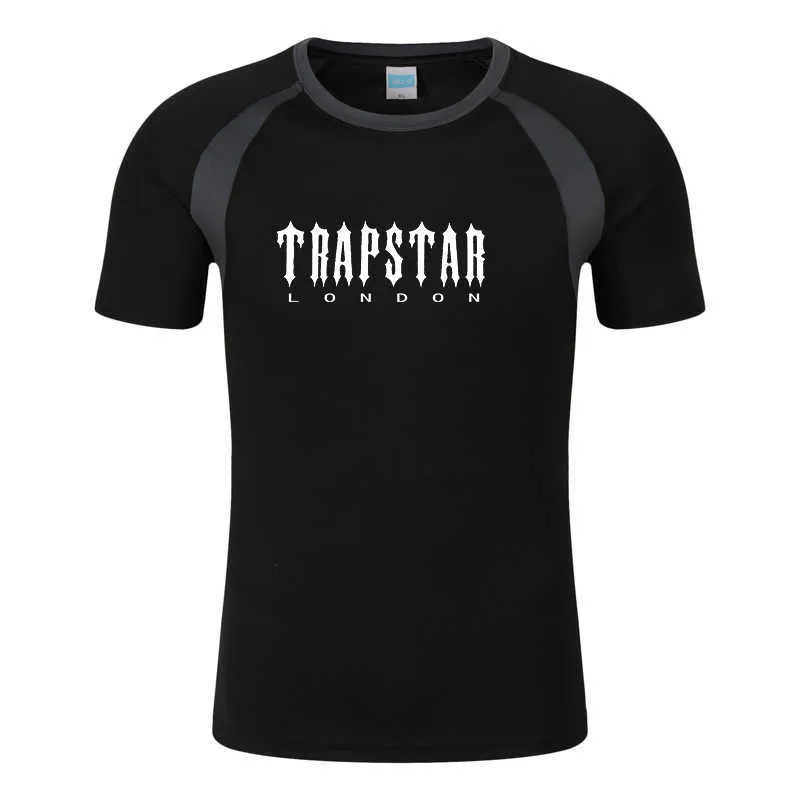 Top T-shirt a blocchi di colore raglan alla moda con scollo tondo e maniche corte con stampa estiva di Trapstar London