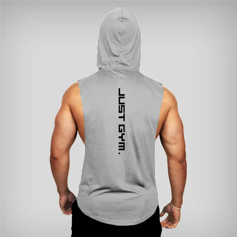 Muscleguys Gym Hooded Tank Top Men Brand Clothing Cotton Bodybuilding Hoodie Vest Workout Singlets Fitness Sleeveless Shirt 220621
