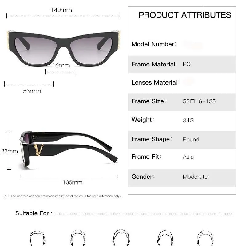 Sunglasses Fashion V Letter Brand Designer Women Cat Eye Quality Sunglass Ladies Vintage Female GradientSunglasses280l