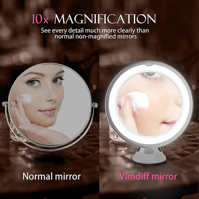 Elastyczne lustro makijażu 10x powiększenie S LED LIDAMINE SCREC TOICK Vanity Portable Toollate Cosmetic S 220509