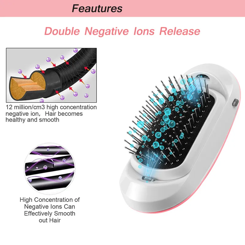Negative Ionen Haar Kamm Tragbare Elektrische Ionische Haarbürste 2,0 Upgrade Kopfhaut Massage Kamm Magische Styling Haar Bürste Schönheit Werkzeug 220728