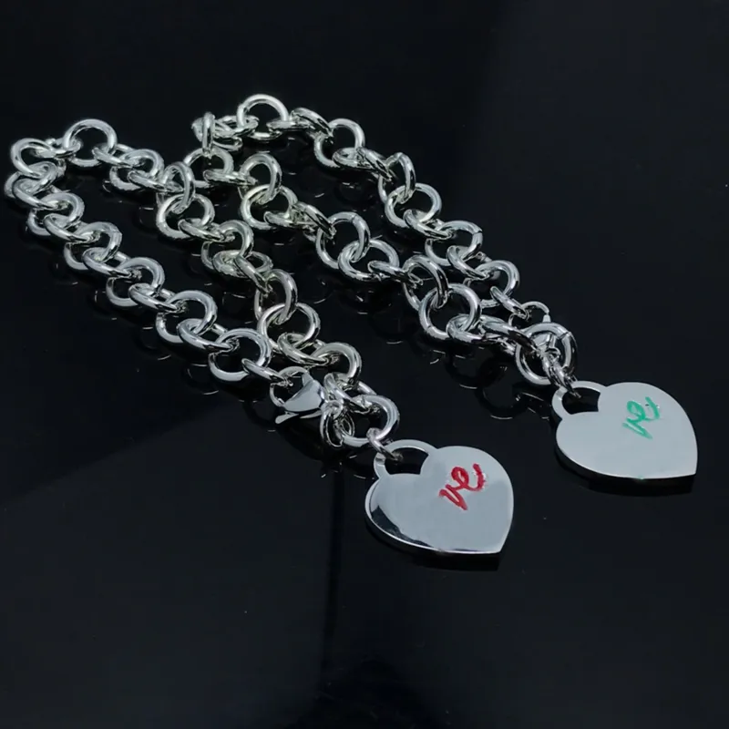 Серебряные цепочки сердечные браслеты дизайнерские ювелирные украшения капля масла красное браслет любви для женщин мужские ожерелья для подвесной ожерелья Свадеб Heanpok 22050602R