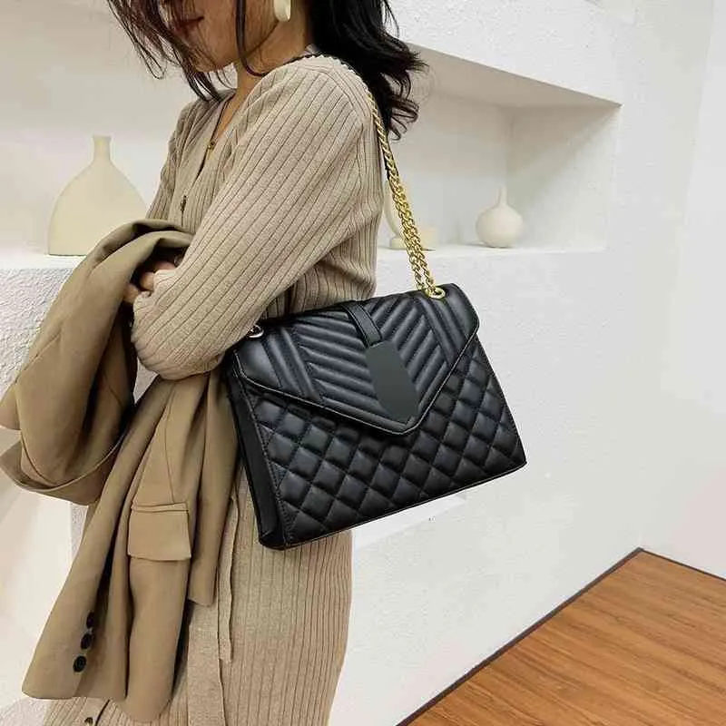 Designer Bags 2022 New European and American Lingge Women's Fashion Simple Texture One Shoulder Msenger Chain Large Capacity Tote purses ladies handbags