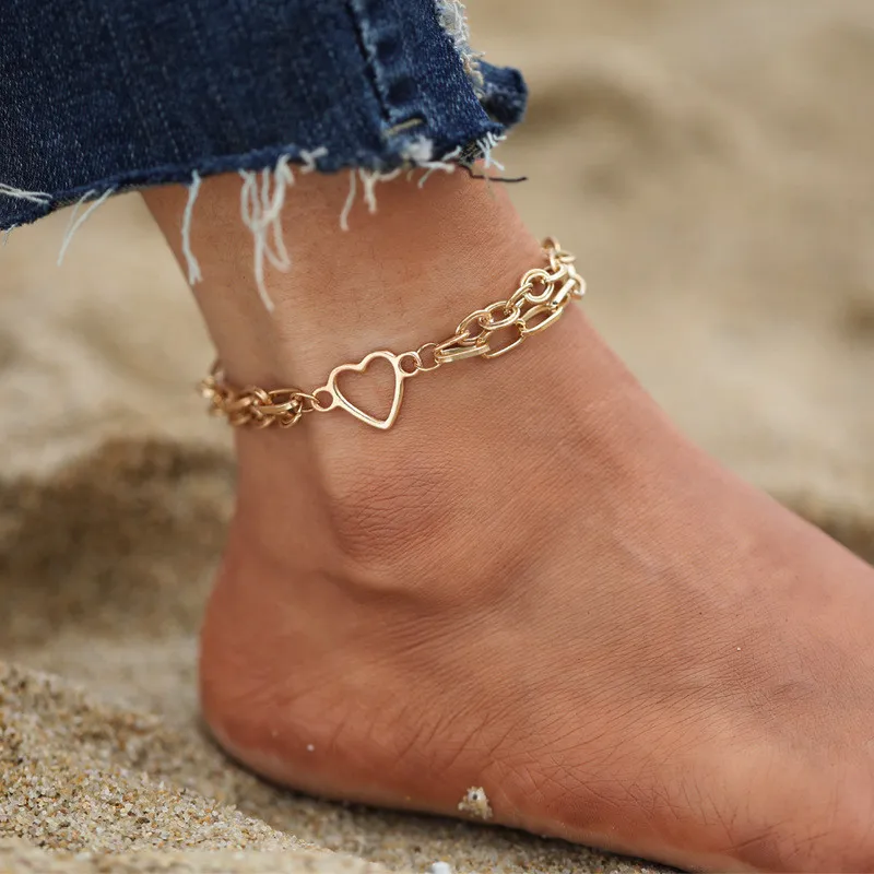 여성을위한 Huitan 두꺼운 체인 Anklet 팔찌 금색/은색 2022 트렌드 여자 발 액세서리 발목 다리 여름 보석
