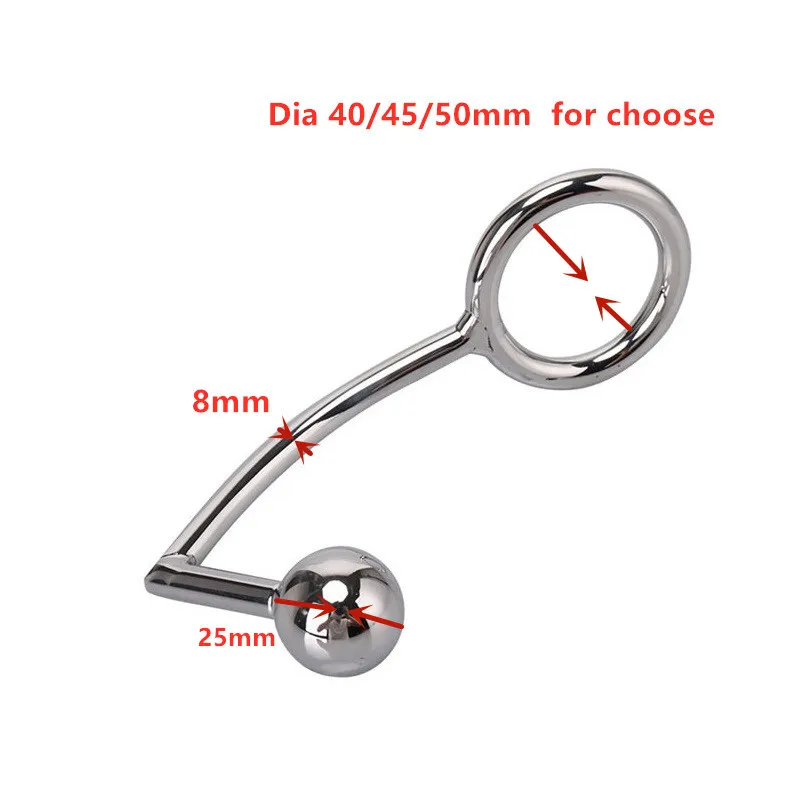 男性デバイス40mm 45mm 50mmステンレス鋼ペニスリング付きメタルバットプラグアダルトセクシーなおもちゃ3637166