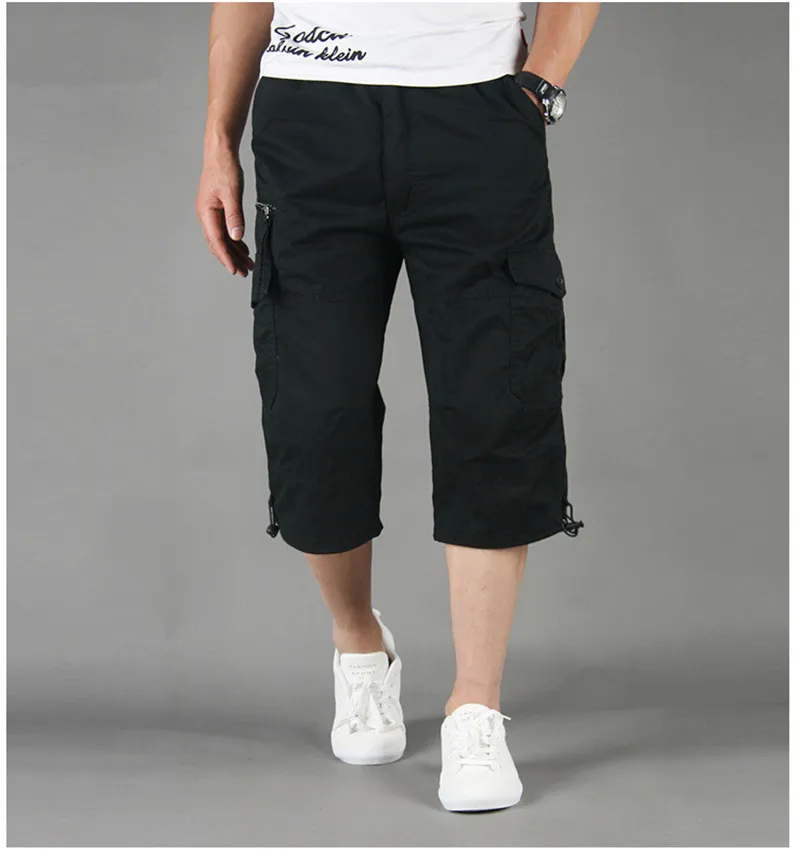 Pantaloncini cargo in cotone casual da uomo estivo Tuta lunga Pantaloni multi tasca Pantaloni militari Tattici maschili corti 220715