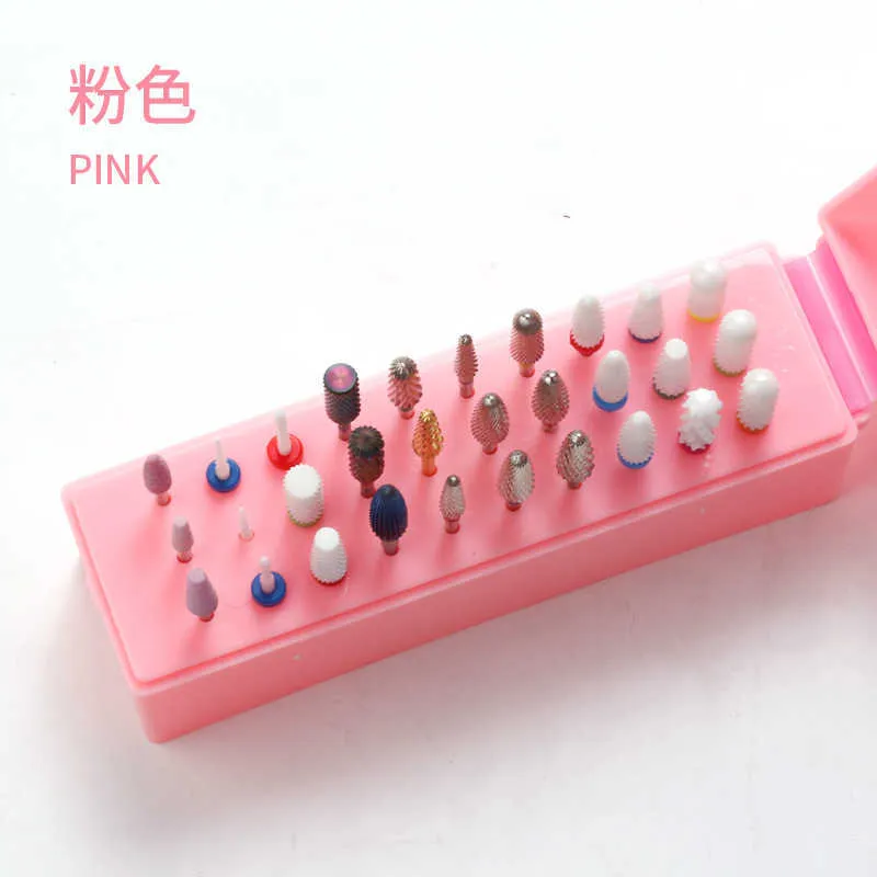 30 fori Nail Art Drill Storage Box Grinding Polish Head Bit Holder Display Nail Drill Bits Organizer Nail Stand Manicure Manege