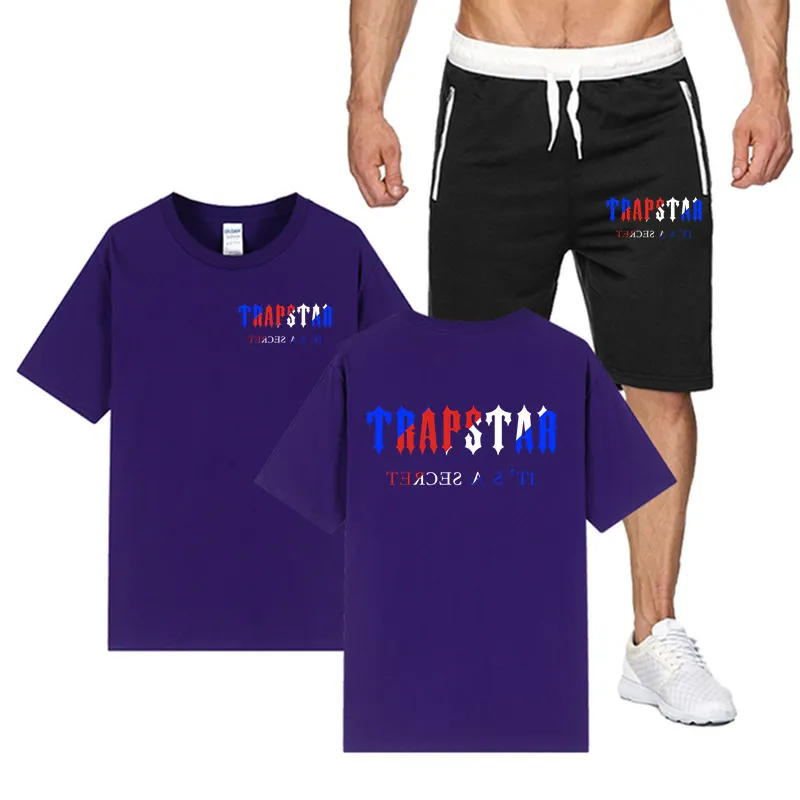 Trapstar Summer Fashion Marka Casual Men's Suit Track Sportswear Suit męski garnitur sportowy krótki rękawki krótkie krótkie set 220607