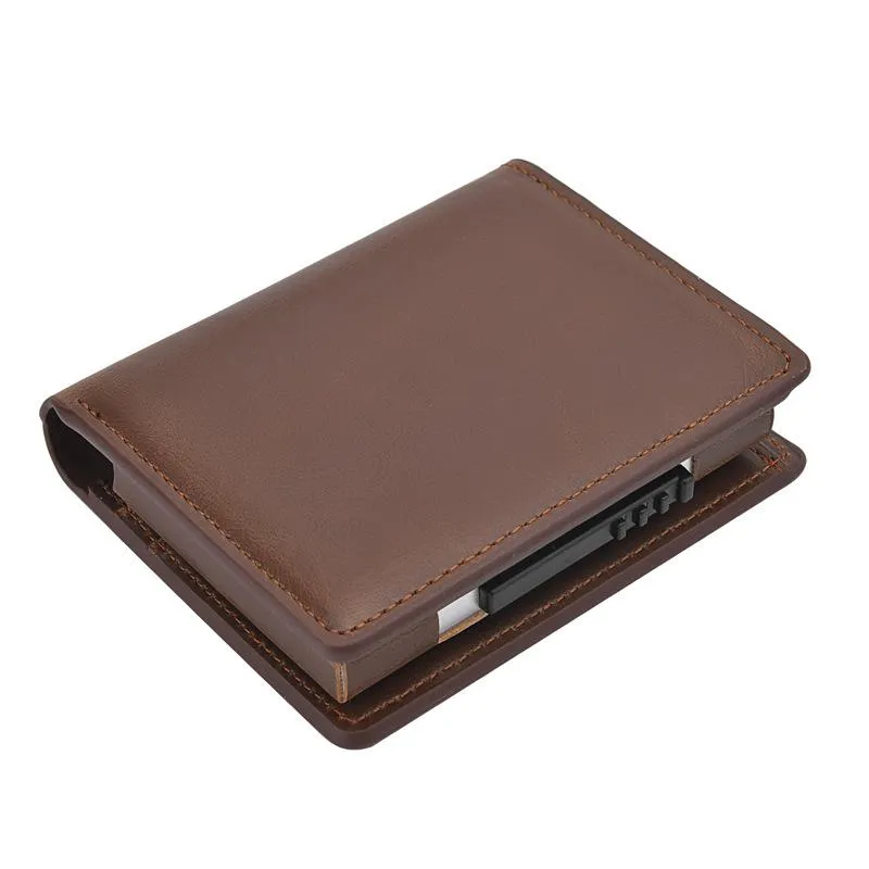 Plånböcker man smart plånbok visitkortshållare hasp rfid aluminium metall kredit mini plånboketter2817