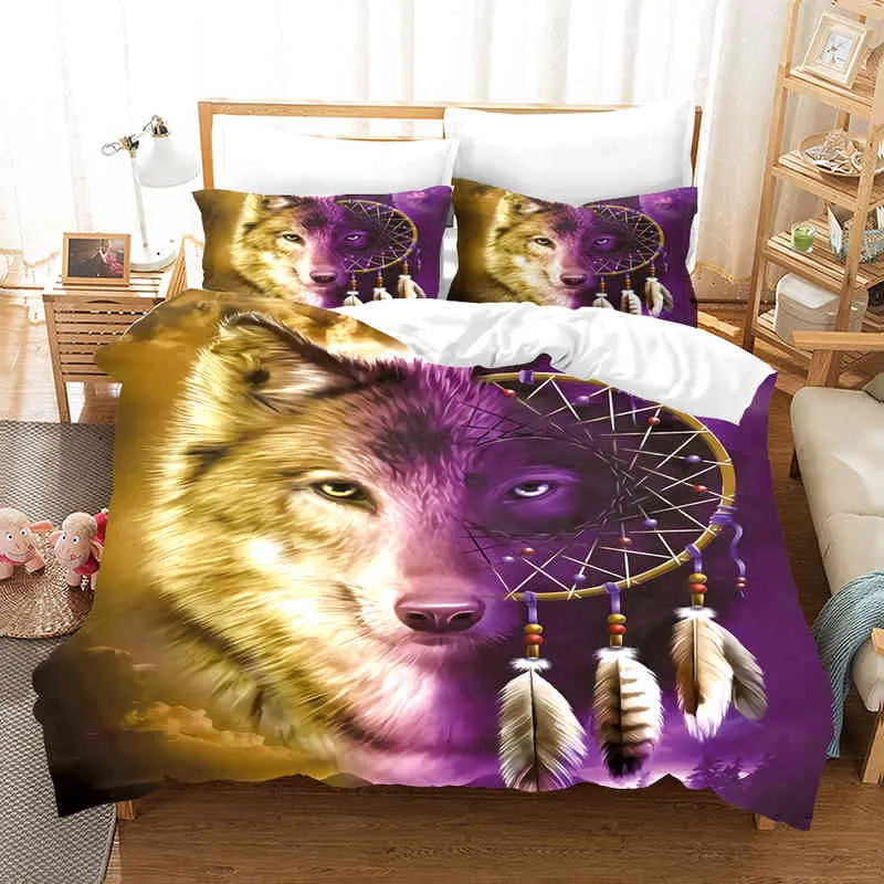 3d Hd Printing Digital Wolf Duvet/doona Set Single Double Queen King Bedroom Cover Ding