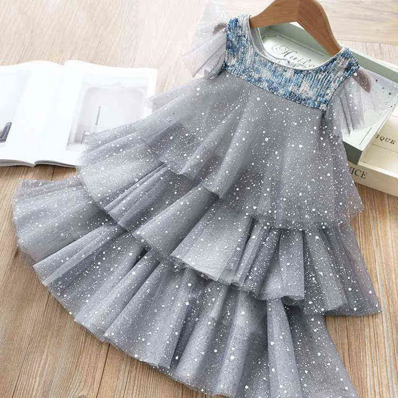 Abiti da bambina in pizzo a rete con strass torta Abito da principessa con paillettes bambini Matrimonio Festa di compleanno Tutu Vestidos Abiti estivi bambini G220428