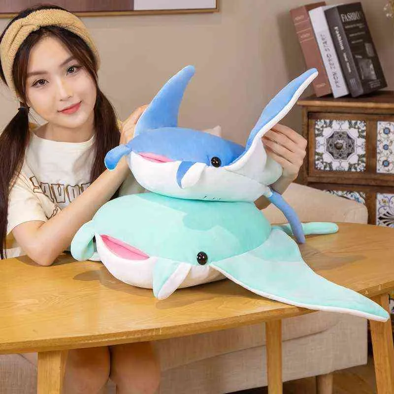 Cm Cute Devil Fish Plush Toy Simulation Flying Beams Cuddles Pop Shark Cushion For Kids Gift J220704