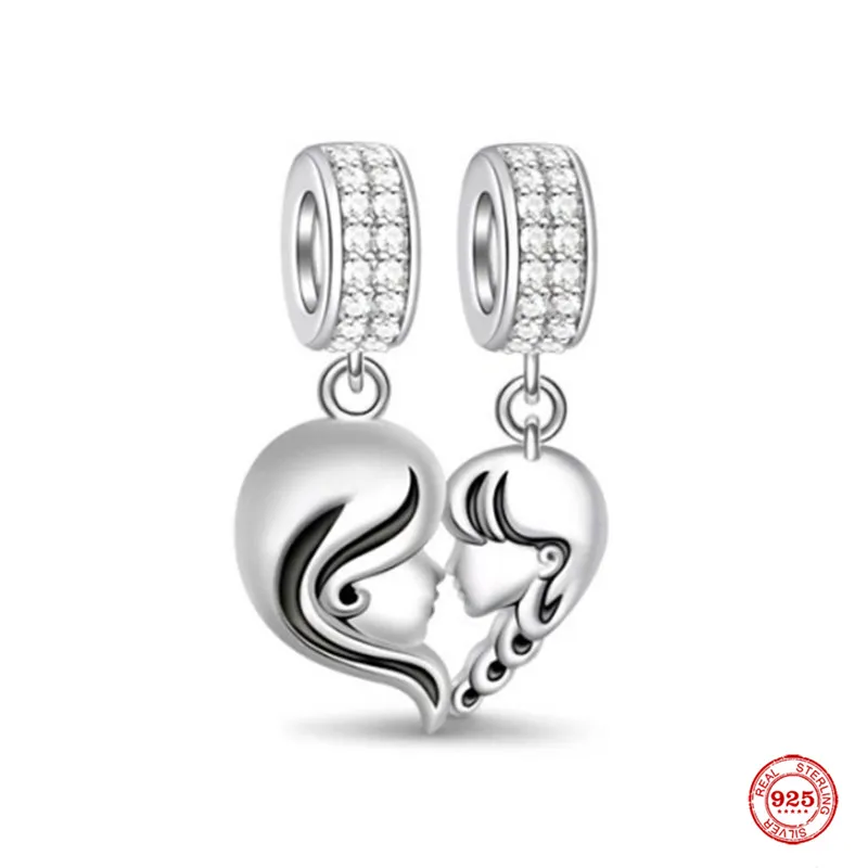 Pendentif en argent Sterling 925 pour sœur, fille, maman, perles de famille pour toujours, Original, idéal pour Bracelet, fabrication de bijoux, cadeau DIY