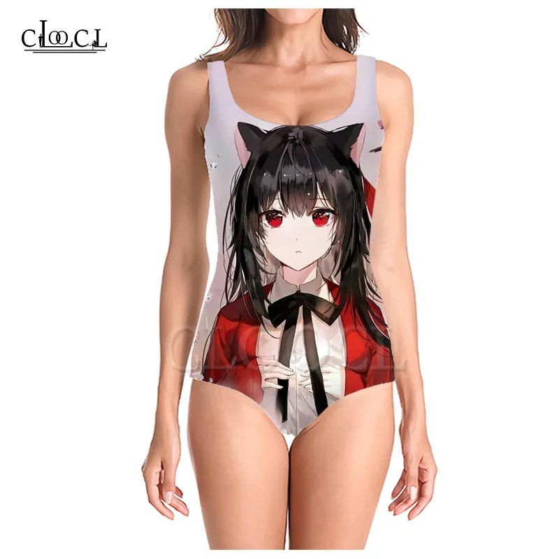 est Anime Girl 3D Print Girls Costume intero da bagno Costume da bagno senza maniche Slim Sexy 220617