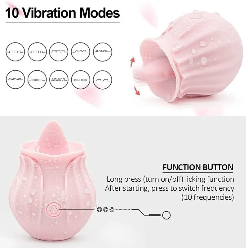 Pink Rose G spot Vibrator Clitoral Tongue Nipple Sucker Oral Lick Clitoris Stimulation Powerful s Toy for Women