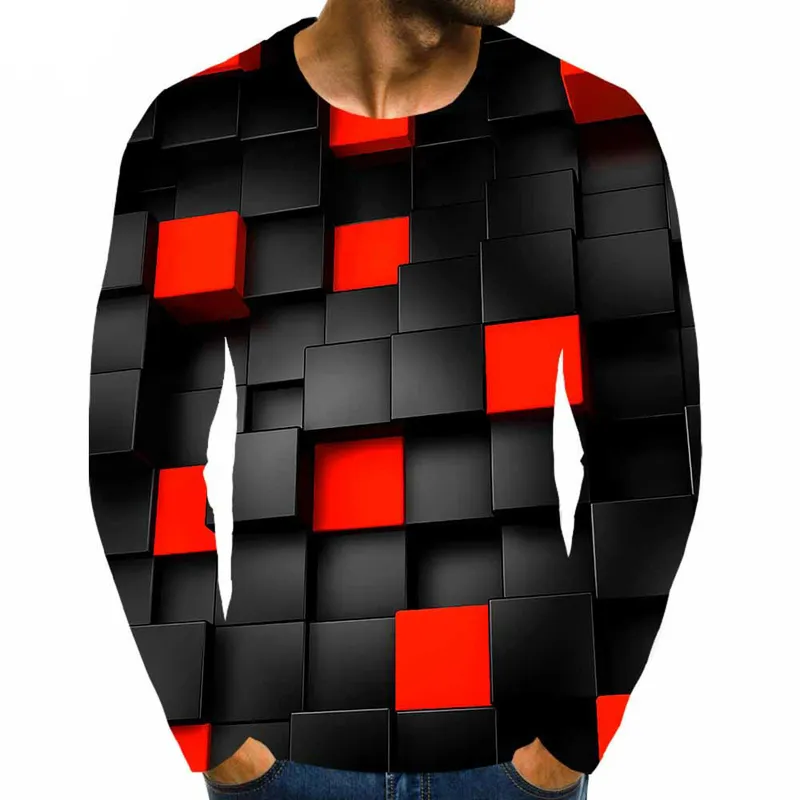 zomer hiphop heren s 3D t shirt cartoon printen driedimensionaal patroon lange mouwen casual mode sporten 220728
