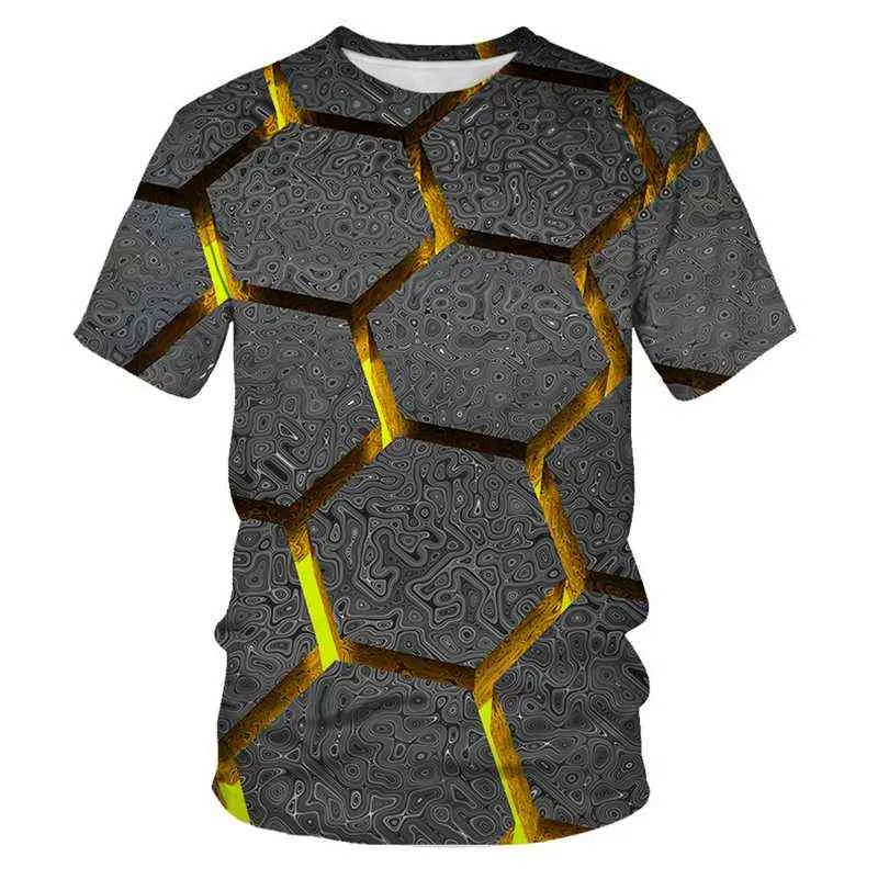 Grande taille hommes T-Shirt été cercle géométrique 3D haut imprimé t-shirts mode manches courtes décontracté lâche hommes chemises L220704