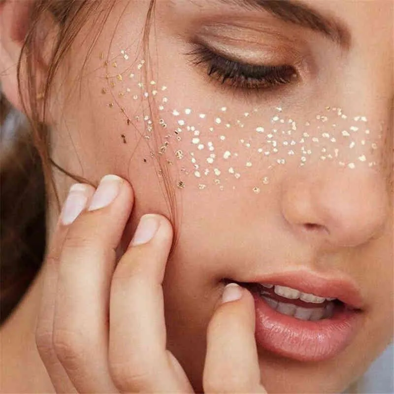 NXY Temporary Tattoo New Gold Face Waterproof Blocked Freckles Makeup Stickers Eye Wholesale 0330