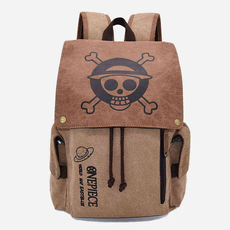 Anime Sırt Çantası Seyahat Sırt Çantaları Luffy Tek Parça Cosplay Eren Çantası Karikatür Tuval Açık Gençler Schoolbag Omuz Çantaları AA220316