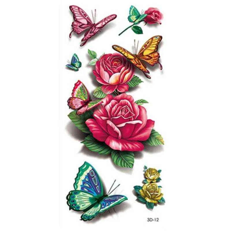 NXY Temporary Tattoo Butterfly Flower Color Printing Tatouage Sticker Waterproof Arm Clavicle Body Art Disposable 0330