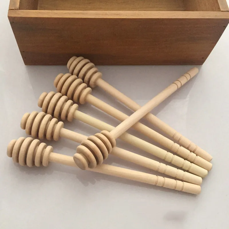 Practical Long Handle Wood Honey Spoon Mixing Stick Dipper For Jar Coffee Milk Tea Supplies Kitchen Tools YH-460060 220509