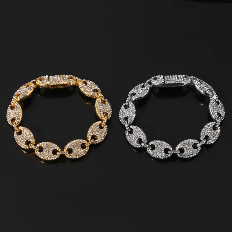 Bracelets de charme bracelet de grain de café Iced Out Shein Zircon cubic pour hommes